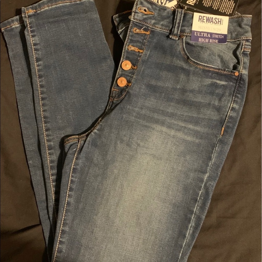 Blue denim skinny jeans